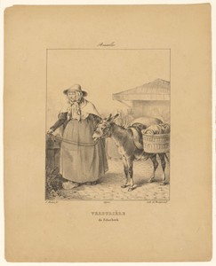 Groenteverkoopster met ezel te Schaarbeek