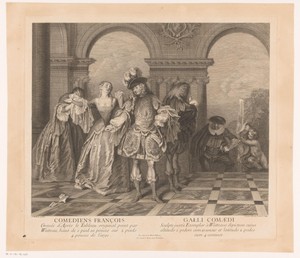 Groep acteurs op een podium