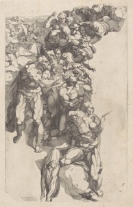 Groep heiligen uit Michelangelo's Laatste Oordeel