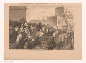 Groep reizigers op treinstation
