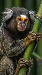 Grooming Marmoset on Bamboo