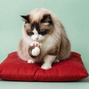 Grooming on Red Cushion