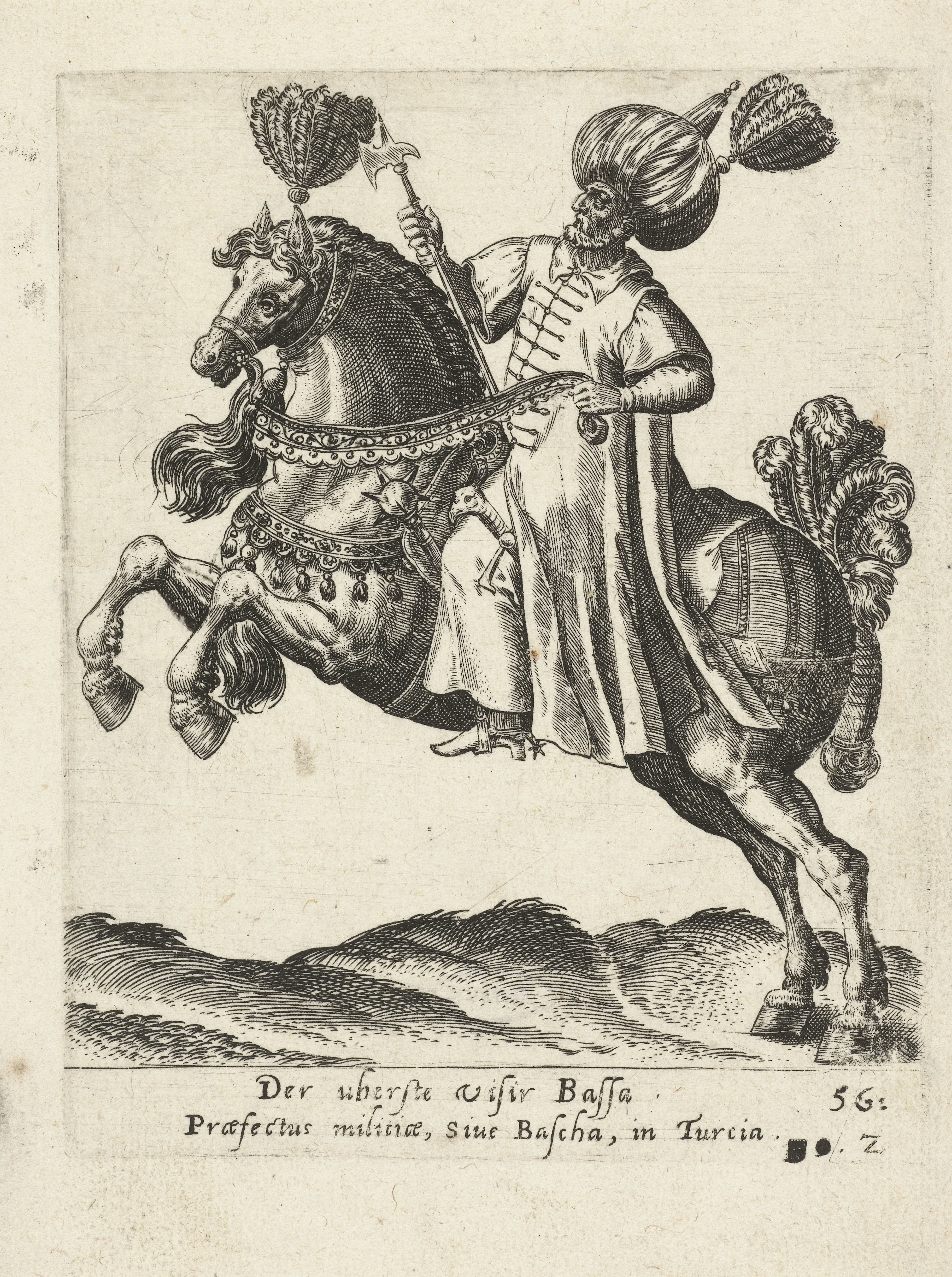 Groot-vizier Ibrahim Pasha te paard by Abraham de Bruyn