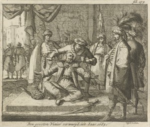 Grootvizier Kara Mustafa met een zijden koord gewurgd, 1683
