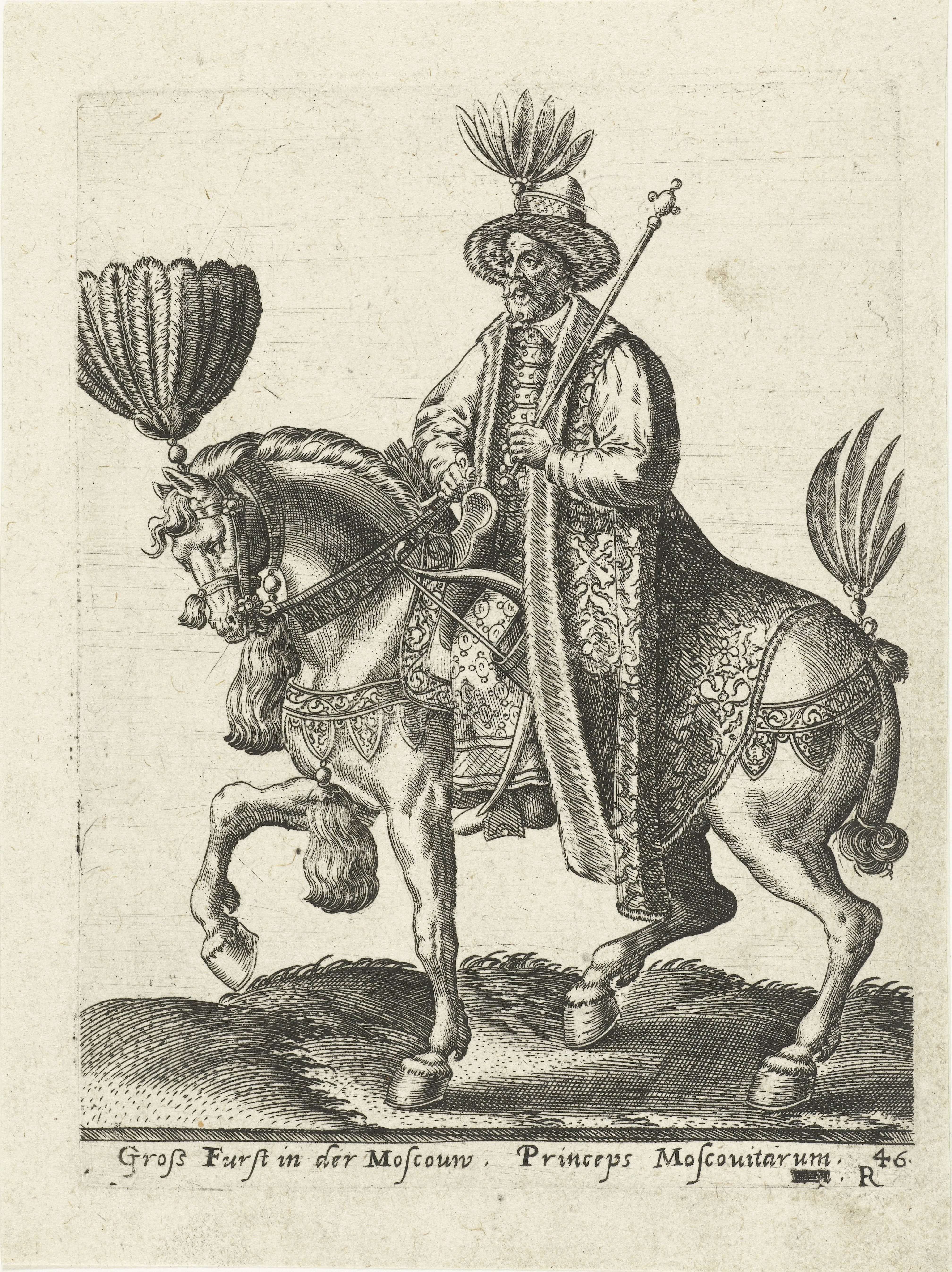 Grootvorst van Moskou te paard by Abraham de Bruyn