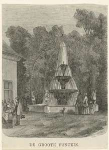 Grote fontein van de Franse tuin in het Park aan de Plantage Parklaan te Amsterdam