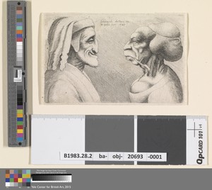 Grotesque Profiles of a Man and Woman Facing Each Other