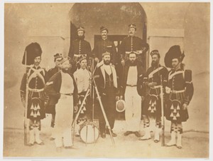 [Group portrait of men in Scottish military uniforms]