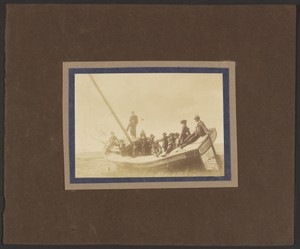 [Group Posed on Grounded Boat, Neptune Duluth]