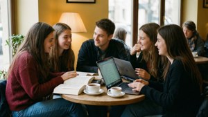 Group Study at Café