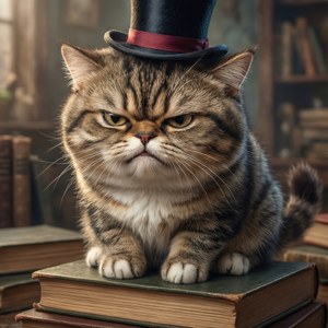 Grumpy Scholar Cat