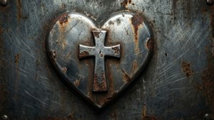 Grunge Chrome Heart Cross
