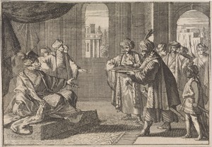 Guei-tschun, eerste minister onder keizer Chongzhen, wordt een zijden touw gebracht om zich op te hangen, 1643