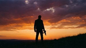 Gunman Silhouette Sunset