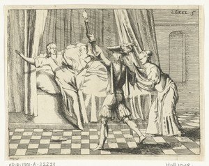 Gusman d'Alfarache bij bed met dames