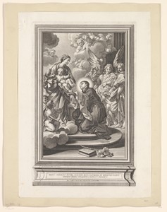 H. Stanislaus Kostka knielend voor Maria en Kind