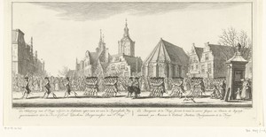 Haagse schutterij in de lijkstoet van Anna van Hannover te Delft, 1759