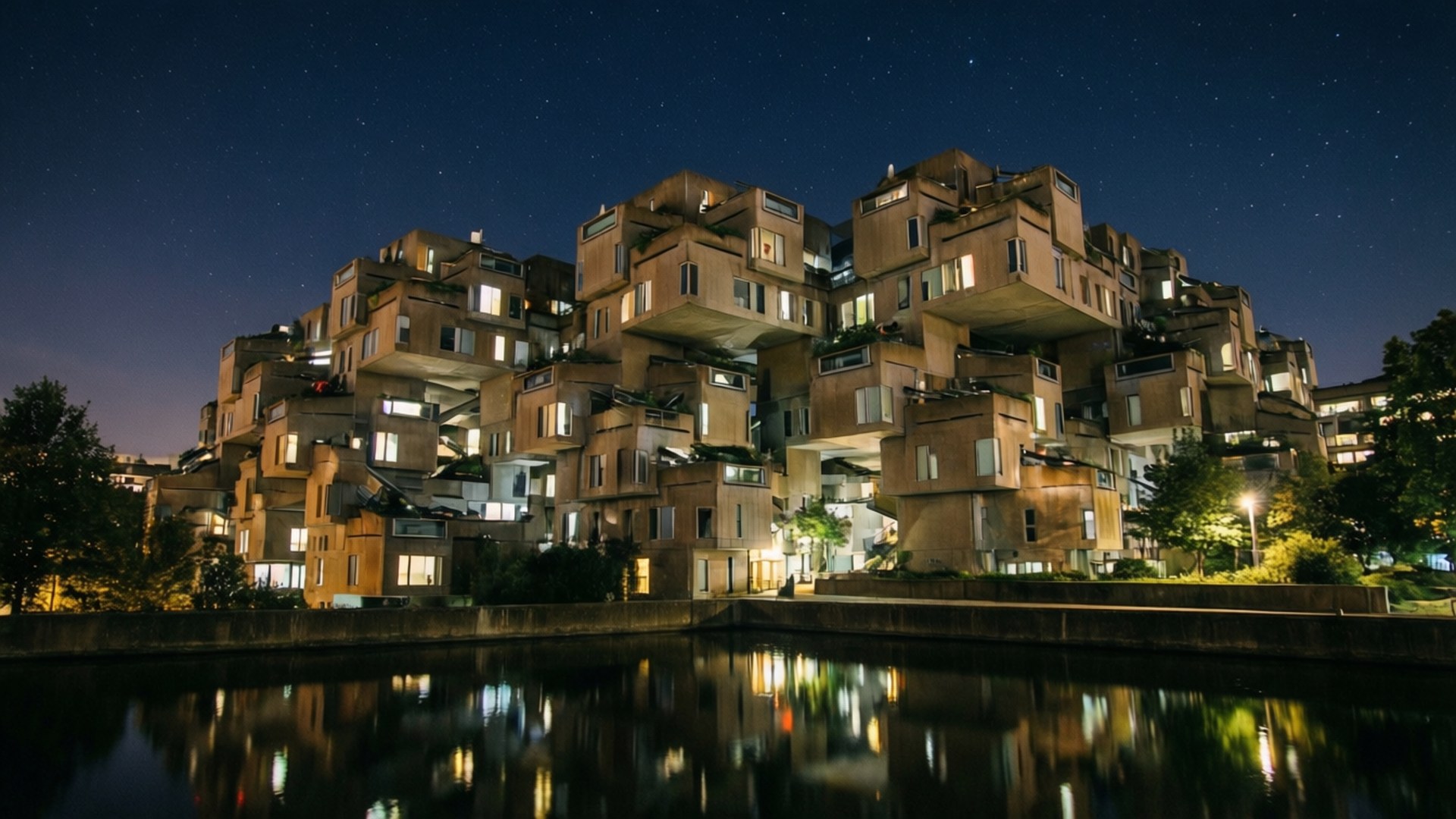 Habitat 67 at Night by Wallpapers.art Studio