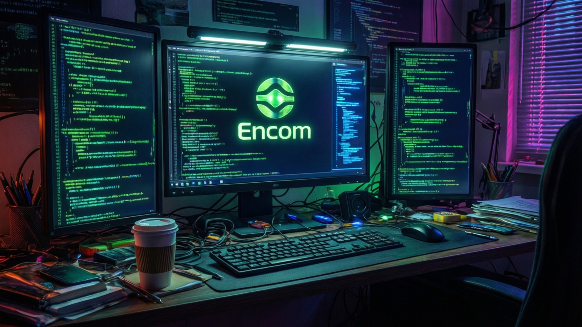 Hacker Desk Encom by Wallpapers.art Studio