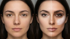 Half-Face Makeup Comparison