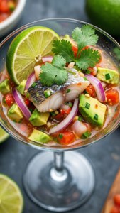 Halibut Ceviche Martini