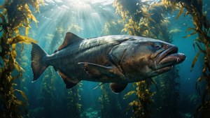 Halibut in Kelp Forest