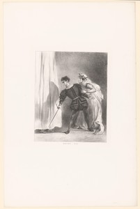 Hamlet ontdekt Polonius achter het gordijn