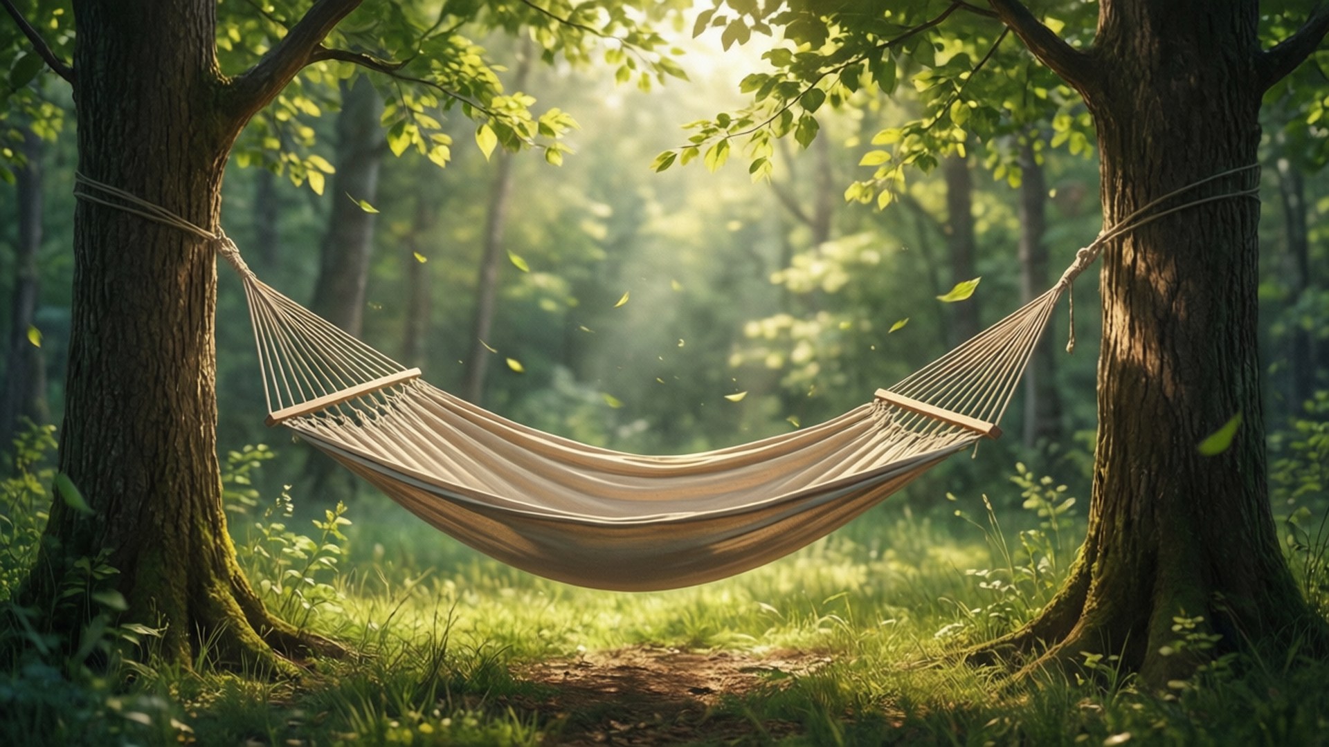 Hammock in Woods by Wallpapers.art Studio