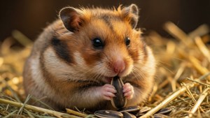 Hamster Snacking on Seed