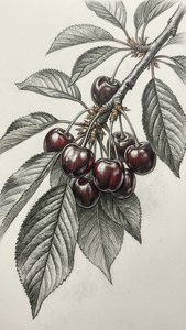 Hand Drawn Brush Cherry
