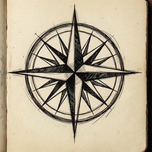 Hand-Drawn Compass Sketch