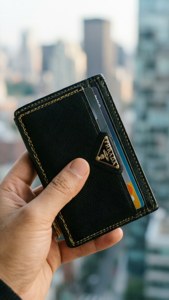 Hand Holding Prada Wallet