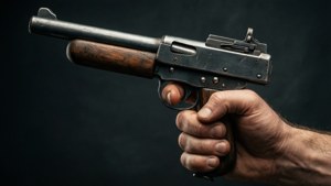 Hand Holding Tommy Gun
