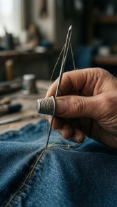 Hand with Thimble Stitching