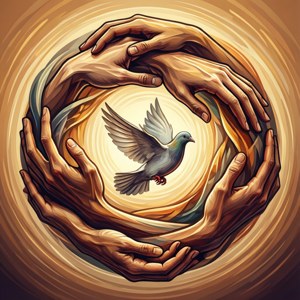 Hands and Dove