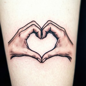 Hands Heart Minimal Tattoo