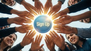 Hands Reaching Sign Up