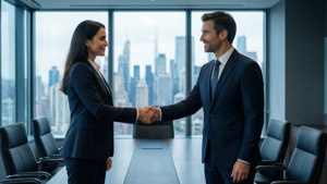 Handshake with City View