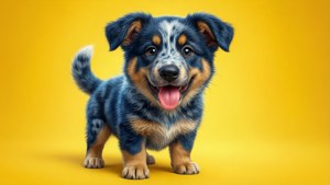 Happy Bluey on Yellow