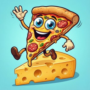 Happy Cartoon Pizza