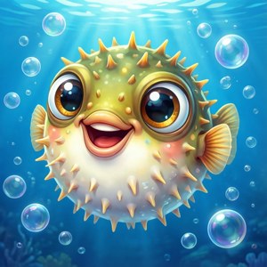 Happy Cartoon Puffer