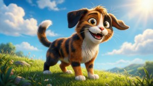 Happy Catdog on Hill