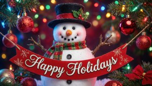 Happy Holidays Snowman Banner