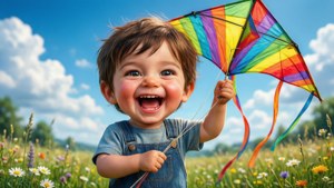 Happy Kite Flying Kid
