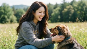 Happy Nancy with Puppy