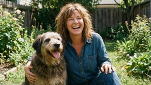 Happy with Her Dog