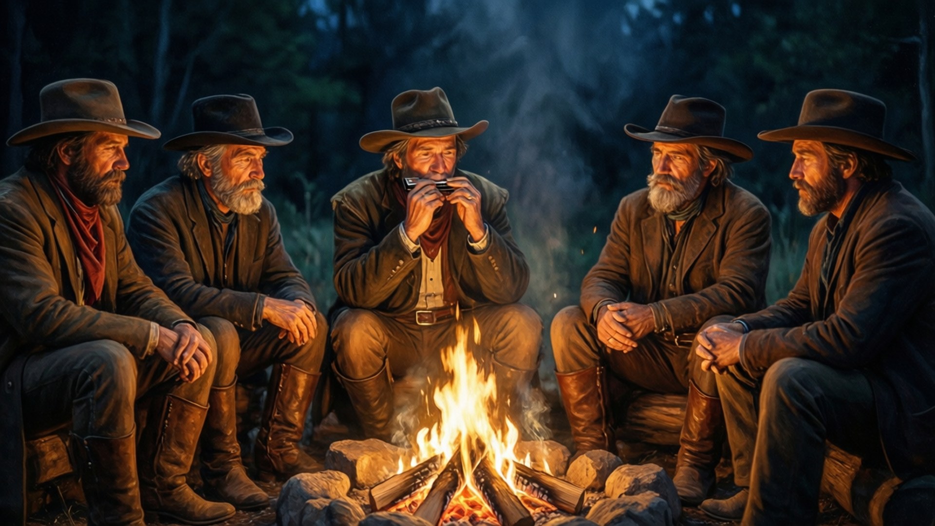 Harmonica at Dusk by Wallpapers.art Studio