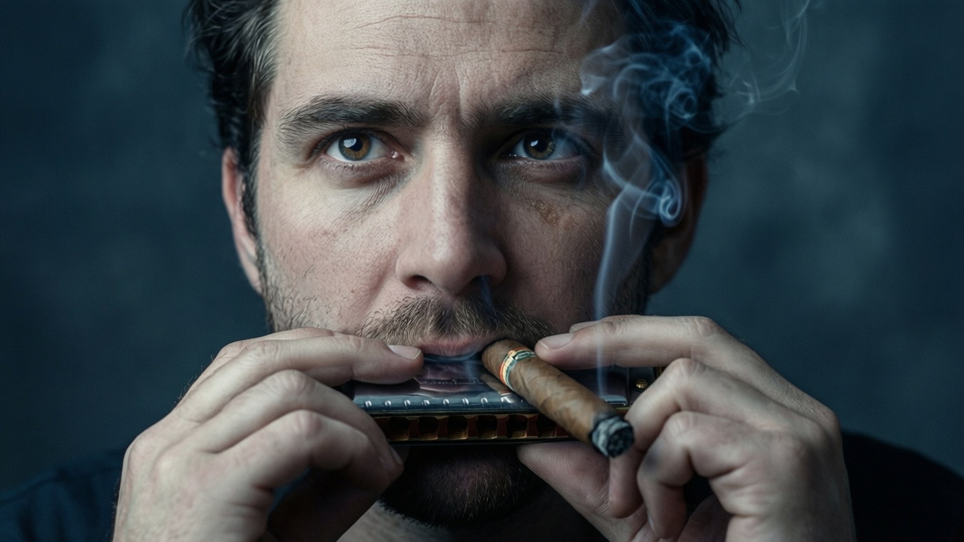 Harmonica Under Smoke by Wallpapers.art Studio