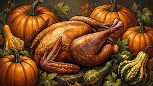 Harvest Turkey with Pumpkins