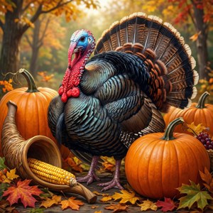 Harvest Turkey with Pumpkins